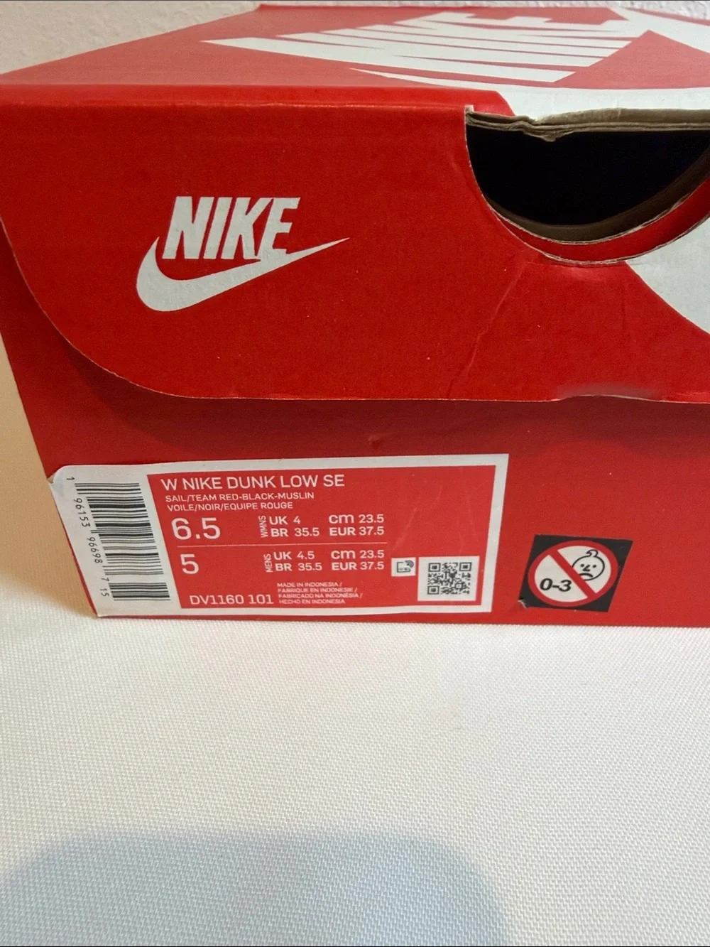 Nike Dunk Low SE Just Do It Team MMXXIII Red Sail Maroon & White Women’s 6.5